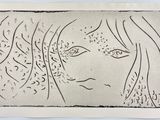 un dessin en noir et blanc d'un visage de femme
