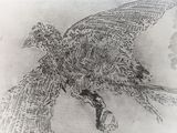 a drawing of a bird that is on a piece of paper