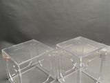 pair of clear acrylic cubes with handles on each side
