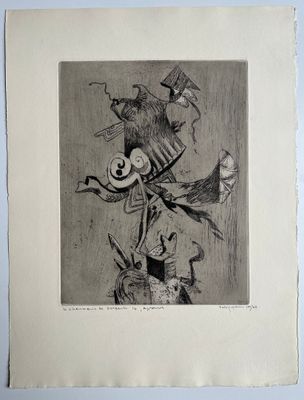 une image représentant un dessin en noir et blanc d'un homme portant un chapeau sur la tête