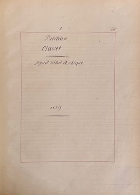 PÉTITION CLAVET. Apud nihil et ubique.