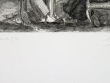 drawing of a woman sitting at a table with a dog