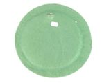 a green plate with a hole in the middle of it