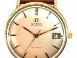 an image of a gold watch with a brown leather strap