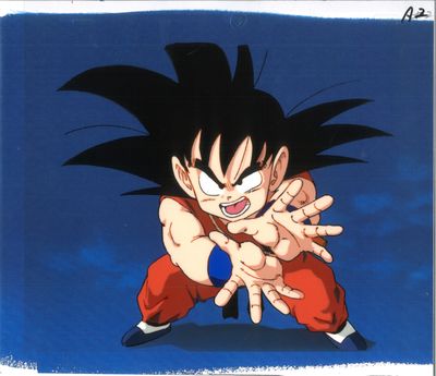 une image représentant un dessin du jeune Gohan, les mains en l'air