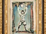 an image of a painting of a man holding a baseball bat