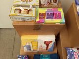 several boxes of food are stacked on top of each other on the floor