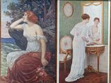 deux photos d'une femme en robe blanche et d'une femme en robe rouge