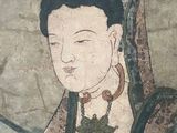painting of a woman with a crown on her head sitting in a chair