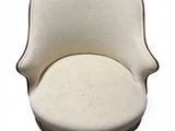 an image of a white chair with a wooden frame and a beige upholstered seat