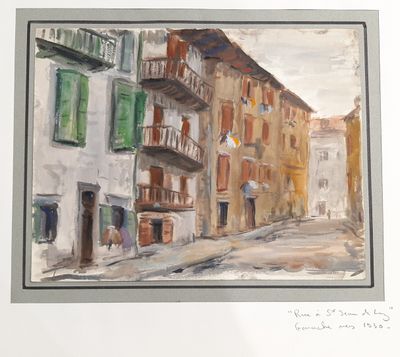 une image d'une peinture d'une rue dans une ville