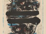 an image of a black and blue painting on a white paper