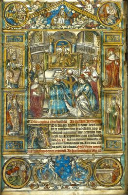 un vieux livre sur lequel figure l'image d'un homme et d'une femme