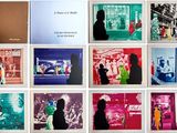 many photographs of people walking in the city