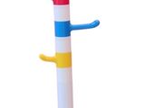 a multicolored toothbrush holder on a white stand