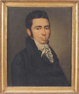 portrait d'un homme vêtu d'un manteau noir et d'un nœud papillon blanc