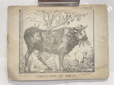 a picture of a cow that is on display in a glass case