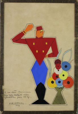 une image représentant un tableau où l'on voit un homme tenant des fleurs à la main