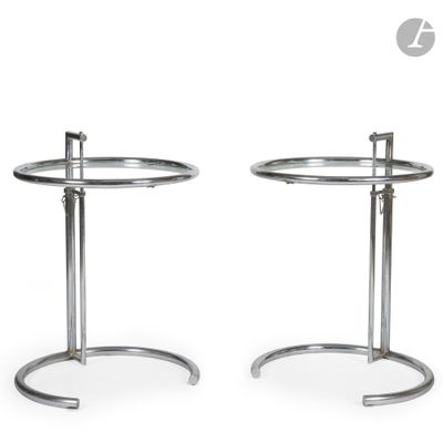 pair of chrome side tables with glass top