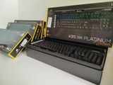 a keyboard and a mouse on a desk in a room