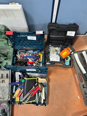 a table with a bunch of tools on top of it