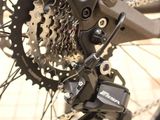 a close up view of a bicycle ' s front wheel