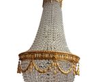 a close up of a chandelier hanging from a ceiling