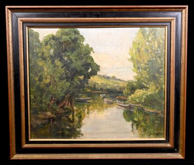 Gaston CORNIL (1883- 1960). Les barques.