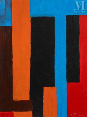 une image représentant une peinture d'une croix sur fond bleu et rouge