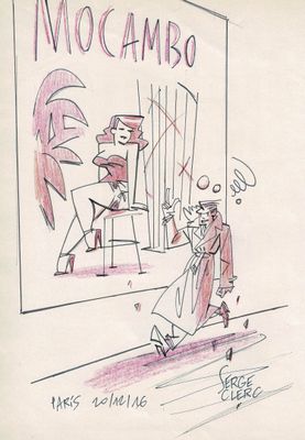 drawing of a cartoon of a man and a woman in front of a mirror