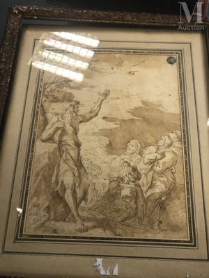 peinture sur le mur d'une pièce représentant un homme et une femme