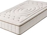 a close up of a mattress on a white surface