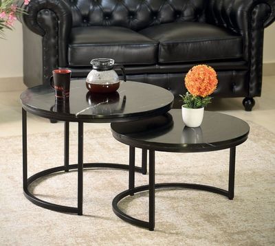 Lot de 2 tables gigognes rondes THAOS MAISON ET STYLES, en m… - Photo 1