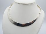 silver plated collar necklace with tortoise shell inlay