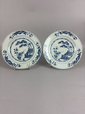 pair of chinese blue and white plates