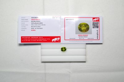 une photo d'une tourmaline verte sur fond blanc