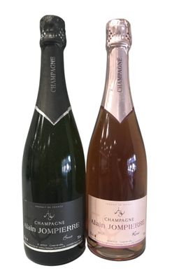 2 bouteilles CHAMPAGNE ALAIN JOMPIERRE, brut rosé et brut bl…