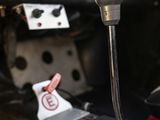 a close up of a car ' s dashboard with a sticker on it