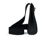 the small black bag has a strap on it and is attached to the strap