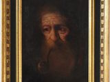 un tableau représentant un vieil homme barbu, dans un cadre doré