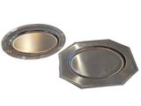 pair of silver plated trays on a white background