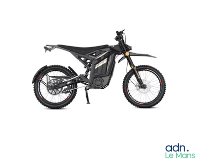 an image of a black dirt bike on a white background