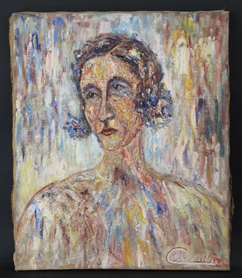 COUTRELLE DE MERTENS (XXe) "Portrait de femme", huile sur to…
