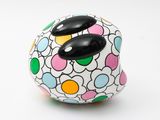 a white ball with a colorful design on it