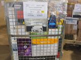 a cart with a lot of items on it in a warehouse