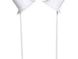 pair of white table lamps with a white base and a white lamp shade