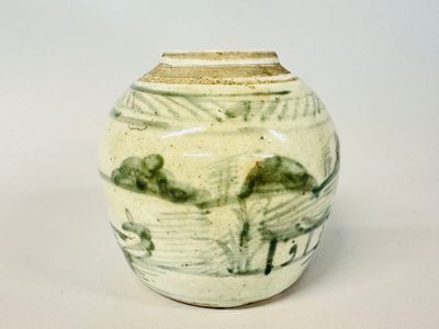 CHINE (XIXe). Pot en porcelaine émaillée à décor de paysage …