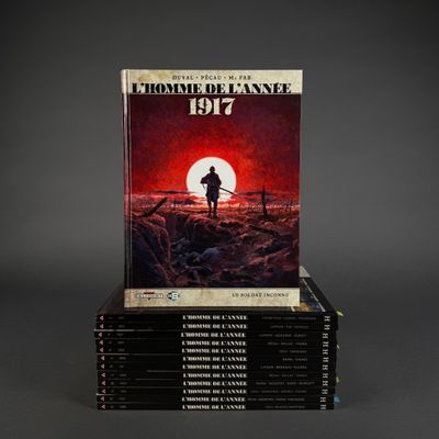 the cover of a book with a picture of a man standing in front of a sunset