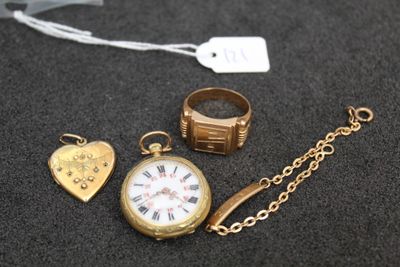 several pieces of jewelry including a watch, bracelet, ring, and ring