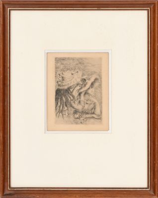 un dessin représentant un homme et une femme dans un paysage